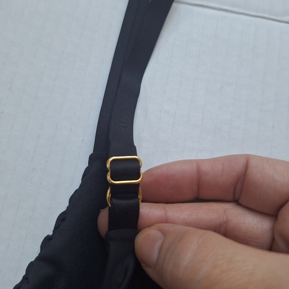 NWOT Boamar Womens Black One Piece Swimwear Smocked Front Scoop Back Size M - Picture 3 of 7